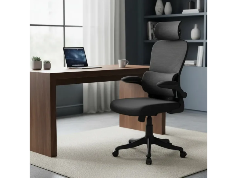 Cadeira Escritório Ergonômica B500 Marca Mulltx Cor Preto Com Suporte Lombar Estofado Tecido Respirável Mesh Malha